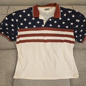 AMERICAN Legacy Men's 2XL American Flag Stars Stripes Polo Shirt Patriotic